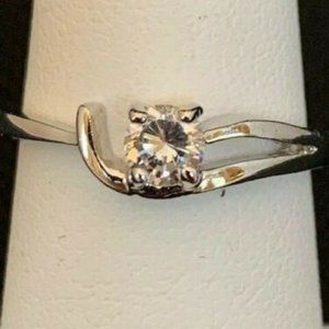 RS Covenant #855 Solitaire Cubic Zirconia Silver Rhodium Plated Ring Size 7